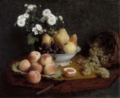 Flowers and Fruit on a Table