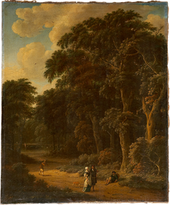 Forest Landscape with Forest Workers and People Strolling by Salomon Rombouts