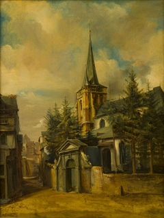 Gezicht op de voormalige St. Martinuskerk (zuidoostzijde) te Wyck-Maastricht naar het oosten by Alexander Schaepkens