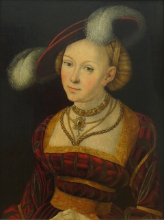 Half-length female Figure with a Feather Hat by Lucas Cranach the Elder