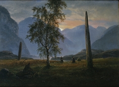 Haymaking between Menhirs at Nornes by Johan Christian Dahl