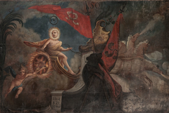 Helios on the chariot. Allegory with the coats of arms of Trąby (Woyna) and Nałęcz (Górski)