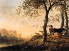 Herder and Cattle under Trees