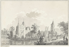 Huis en kerk te Oosterwijk by Paulus van Liender