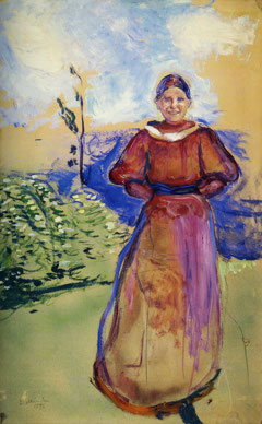 Inger in a Red Dress by Edvard Munch