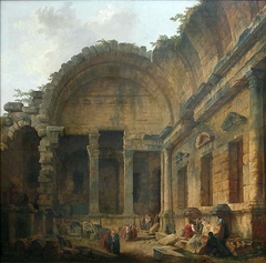 Inside the Temple of Diana in Nîmes by Hubert Robert