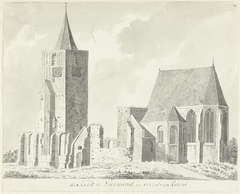 Kerk te Warmond en de ruïne daarvan by Hendrik Tavenier