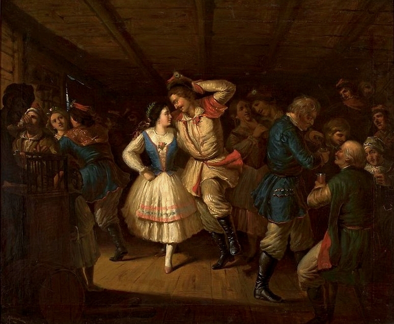 Krakowiak dance in an inn.