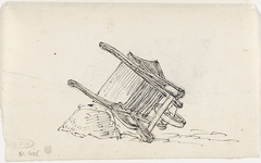 Kruiwagen, liggend tegen een steen by Pieter Bartholomeusz Barbiers