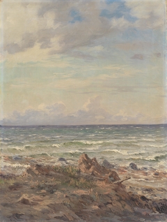 Kystparti med stenet strand by August Wilhelm Boesen