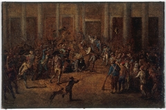 La mort de Flesselles, prévôt des marchands, devant l'Hôtel de Ville, le 14 juillet 1789 by Jean-Baptiste Lallemand