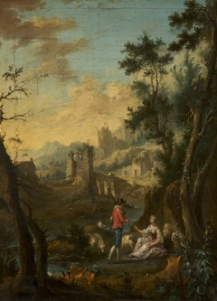 Landscape with a Shepherd and a Shepherdess by Willem Van der Hagen