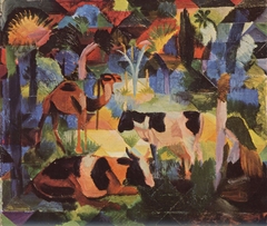 Landscape with Cows and Camel by August Macke