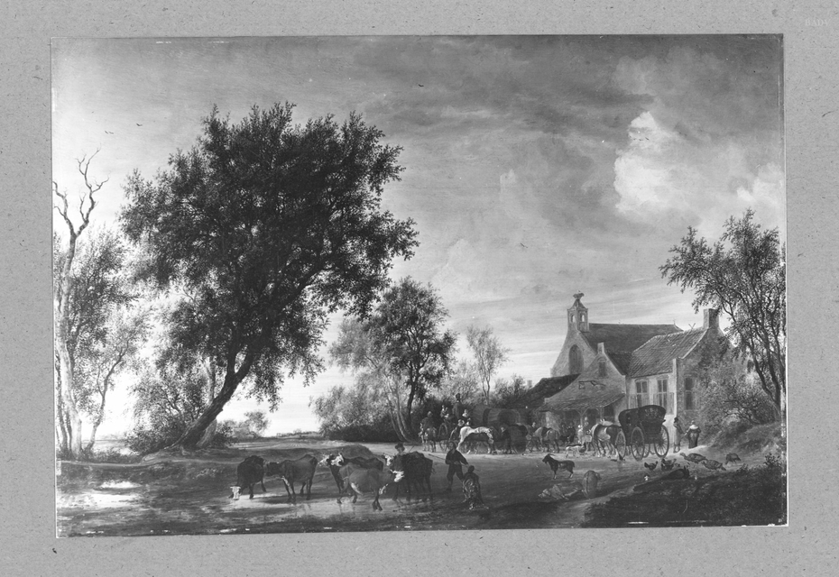 landscape with cows of watering-place