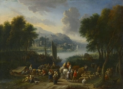 Landschaft an einem Fluss by Théobald Michau