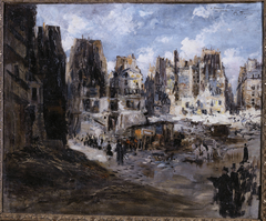 Le percement de l'avenue de l'Opéra by Félix Buhot