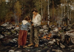 Matti Burning the Brushwood by Fredrik Ahlstedt