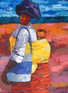 Mother and child on back by Takura Chadoka