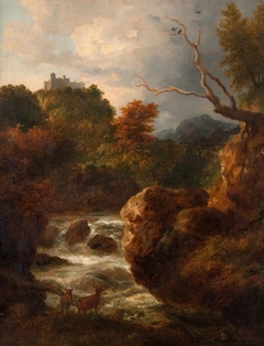 Mountain stream with deer by Ramsay Richard Reinagle