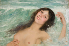 Naked Female Bust Between the Waves by Joan Brull Vinyoles
