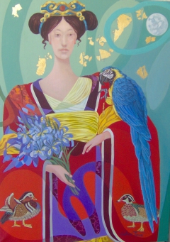 Namban Woman with Macaw