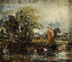 On the Stour (Reverse: Study of Cows) by John Constable