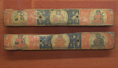 Pair of Manuscript Covers: Prajnaparamita Flanked by Bodhisattvas (above); Vajrasattva(?) Flanked by Bodhisattvas (below) by anonymous painter