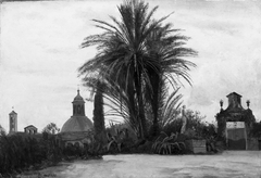 Palm Trees with a Domed Church