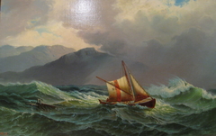 Pilot boat in high seas by Hjalmar Johnssen