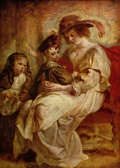Portrait of Helena Fourment (1614-1673) with two of her children by Peter Paul Rubens
