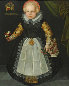 Portret van Anna van Popma op driejarige leeftijd by Master of the Portrait of Adie Lambertsz