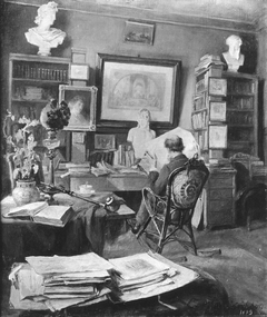 Professor Lorentz Dietrichson i sitt arbeidsværelse by Johanne Mathilde Dietrichson