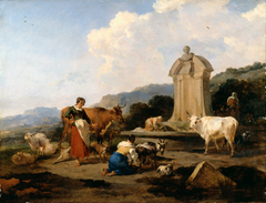 Roman Fountain with Cattle and Figures by Nicolaes Pieterszoon Berchem