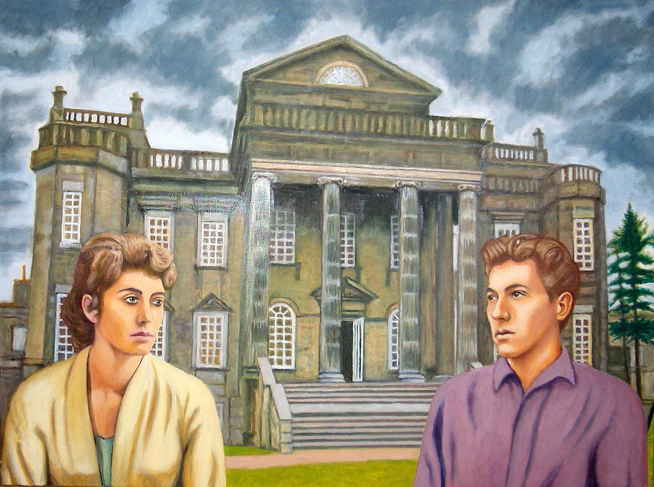 ‘Romantic tryst at Seaton Delaval Hall circa 1959’, (2013) oil on linen, 76 x 102 cm