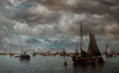 Sailing boats in the estuary of the River Scheldt by François Musin