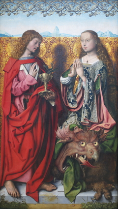 Saint Bartholomew Altarpiece: Saint John the Evangelist and Margaret by Master of the Saint Bartholomew Altarpiece