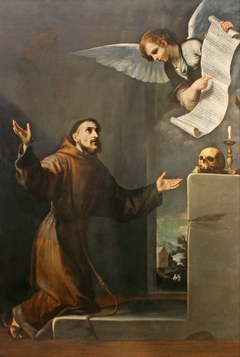 Saint Francis receives the Seven Privileges from the Angel