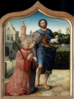 Saint Jean et le chanoine donateur ; gisant
