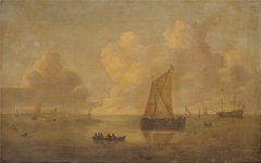 Seascape with a Town in the Background by Willem van Diest