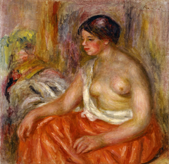 Seated Woman with Bared Breast by Auguste Renoir