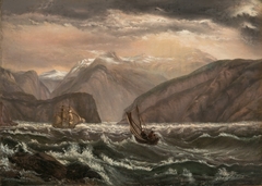 Ships in the Lærdalsfiord by Johan Christian Dahl