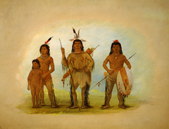 Spokan Chief, Two Warriors, and a Boy by George Catlin