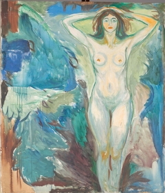 Standing Nude against Blue Background by Edvard Munch