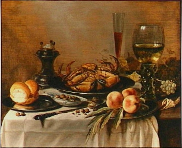 Still life with crab and peaches, 1653