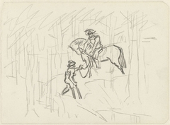 Studieblad met een ruiter te paard en een bedelaar by Jan Toorop