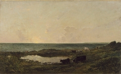Sunset on the Coast at Villerville by Charles-François Daubigny