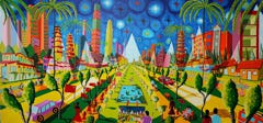 Suzhou city naive paintings by israeli painter artist statement about his urban landscape painting by Raphael Perez