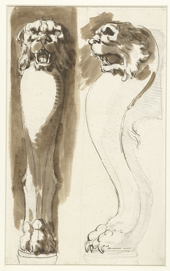Tafelpoot bestaande uit een leeuwenpoot en leeuwenkop by Etienne de Lavallée-Poussin