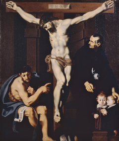 The Crucifix between St. John the Baptist and St. Nicholas of Tolentino by Andrea Lilio