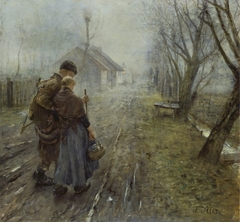 The Difficult Journey. Original title: Transition to Bethlehem. by Fritz von Uhde